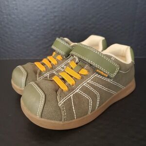 NEW Pediped Kids Sz 27, US 10 Jake Flex Army Green Canvas Sneaker Toddler Shoes